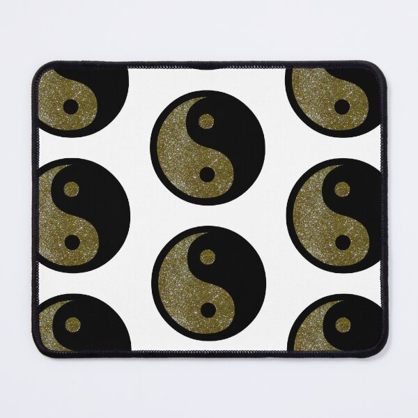 Item preview, Black Yin Yang Taijitu Symbol on Gold Glitter, Choose Your Own Background, Large Sized Repeating Pattern designed and sold by Nicolette Olivier.