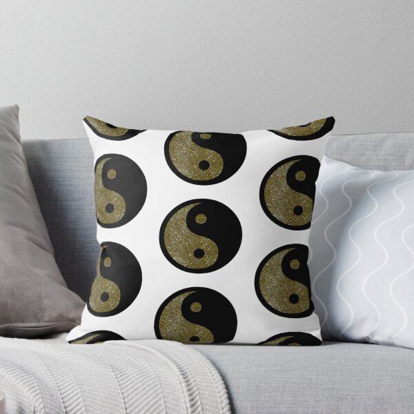 Item preview, Black Yin Yang Taijitu Symbol on Gold Glitter, Choose Your Own Background, Large Sized Repeating Pattern designed and sold by Nicolette Olivier.