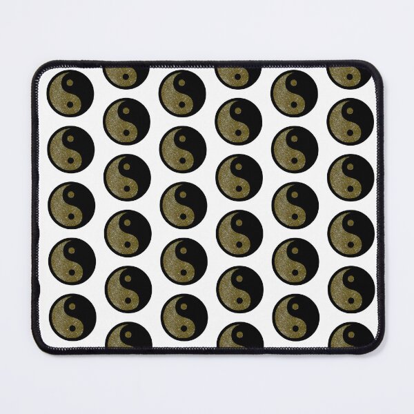 Item preview, Black Yin Yang Taijitu Symbol on Gold Glitter, Choose Your Own Background, Small Sized Repeating Pattern designed and sold by Nicolette Olivier.