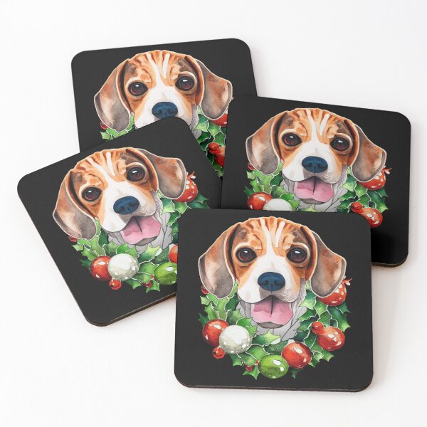 Item preview, Hipster Beagle Dog Christmas Wreath designed and sold by netdota.