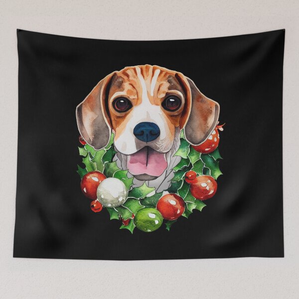 Item preview, Hipster Beagle Dog Christmas Wreath designed and sold by netdota.