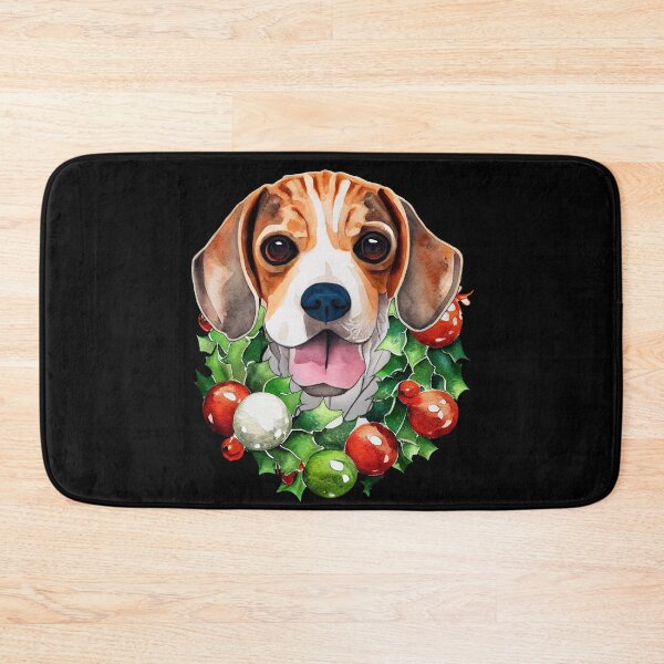 Item preview, Hipster Beagle Dog Christmas Wreath designed and sold by netdota.