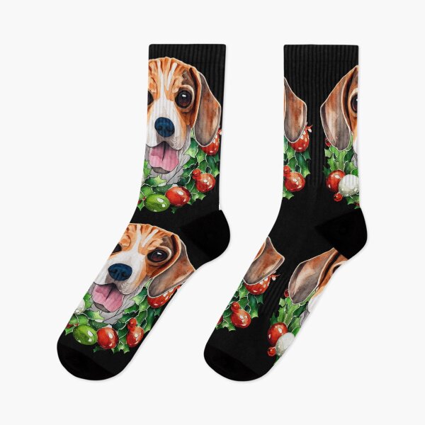 Item preview, Hipster Beagle Dog Christmas Wreath designed and sold by netdota.