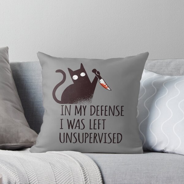Item preview, In My Defense I Was Left Unsupervised | Black Cat With Knife designed and sold by LushCatDesign.