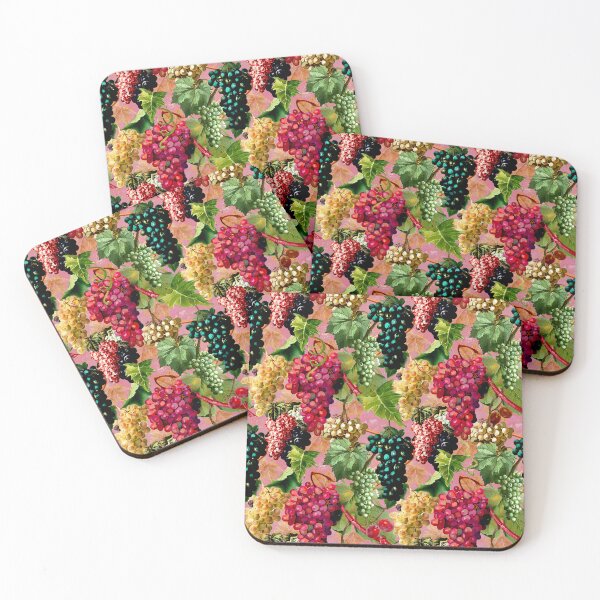 Item preview, Exotic Vintage grapes pattern, vines, vintage florals, botanical pattern, blush pink floral illustration  designed and sold by ZeinabTaha.