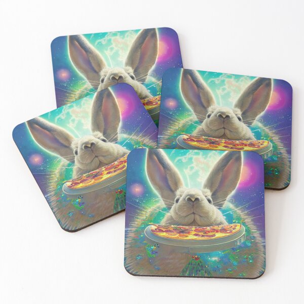 Item preview, Space bunny eating pizza designed and sold by MagicStrawberry.