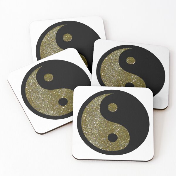 Item preview, Black Yin Yang Taijitu Symbol on Gold Glitter, Choose Your Own Background, Large Sized Non-Repeating Image designed and sold by Nicolette Olivier.