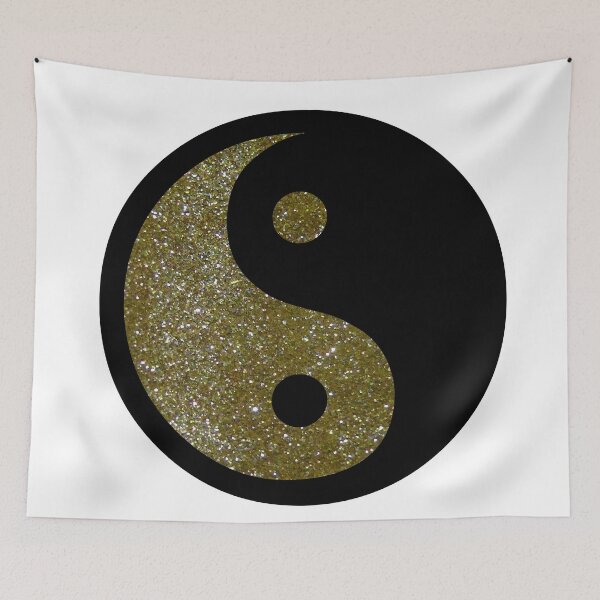 Item preview, Black Yin Yang Taijitu Symbol on Gold Glitter, Choose Your Own Background, Large Sized Non-Repeating Image designed and sold by Nicolette Olivier.