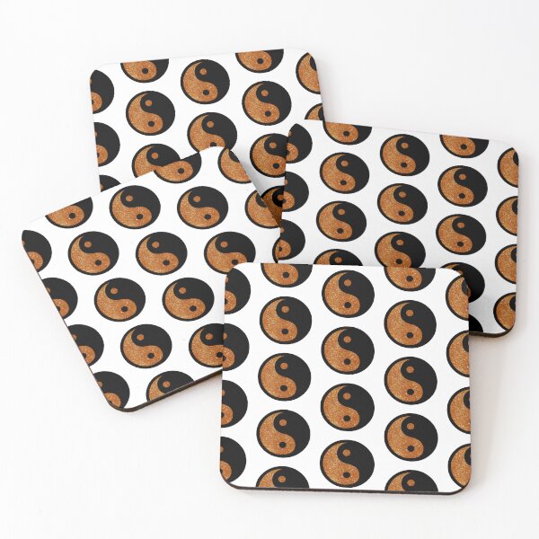 Item preview, Black Yin Yang Taijitu Symbol on Bright Gold Glitter, Choose Your Own Background, Large Sized Repeating Pattern designed and sold by Nicolette Olivier.