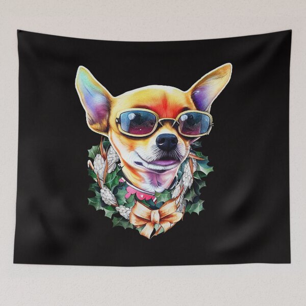Item preview, Hipster Chihuahua Dog Christmas Wreath designed and sold by netdota.