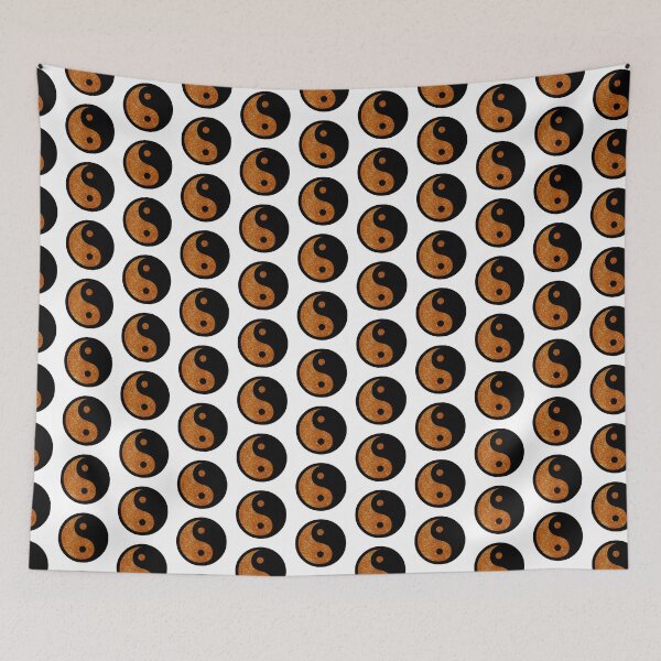 Item preview, Black Yin Yang Taijitu Symbol on Bright Gold Glitter, Choose Your Own Background, Small Sized Repeating Pattern designed and sold by Nicolette Olivier.