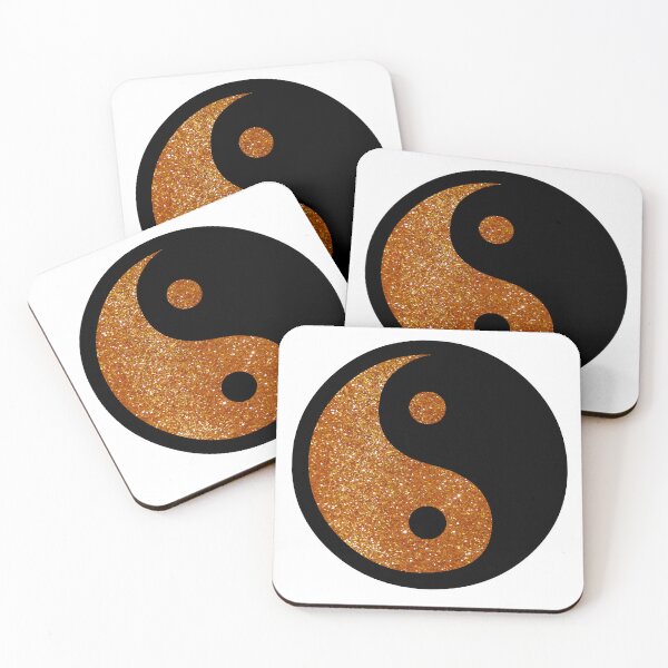 Item preview, Black Yin Yang Taijitu Symbol on Bright Gold Glitter, Choose Your Own Background, Large Sized Non-Repeating Image designed and sold by Nicolette Olivier.