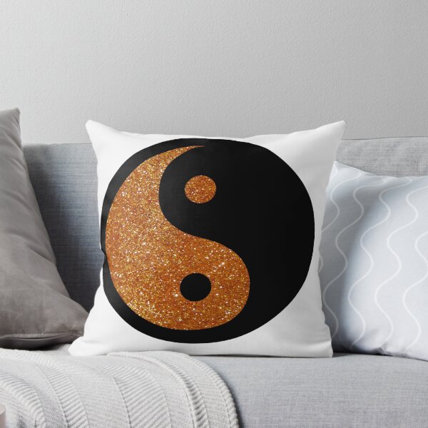 Item preview, Black Yin Yang Taijitu Symbol on Bright Gold Glitter, Choose Your Own Background, Large Sized Non-Repeating Image designed and sold by Nicolette Olivier.