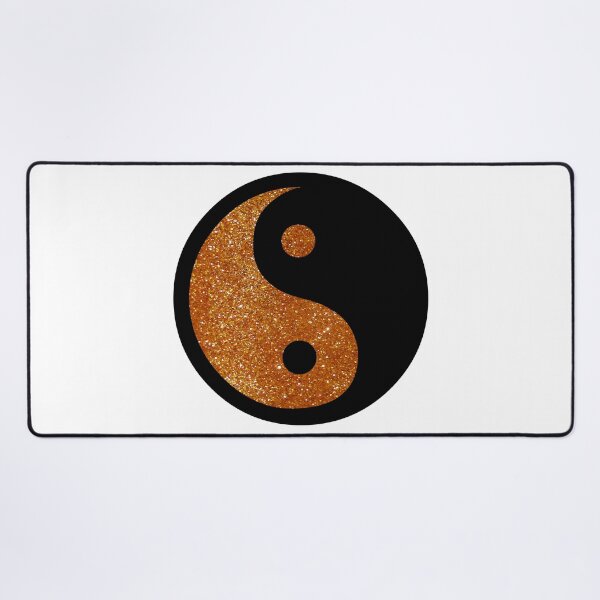 Item preview, Black Yin Yang Taijitu Symbol on Bright Gold Glitter, Choose Your Own Background, Large Sized Non-Repeating Image designed and sold by Nicolette Olivier.