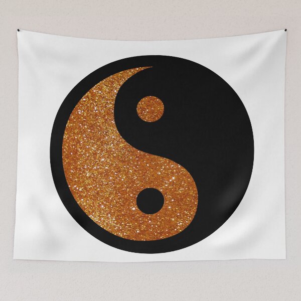 Item preview, Black Yin Yang Taijitu Symbol on Bright Gold Glitter, Choose Your Own Background, Large Sized Non-Repeating Image designed and sold by Nicolette Olivier.