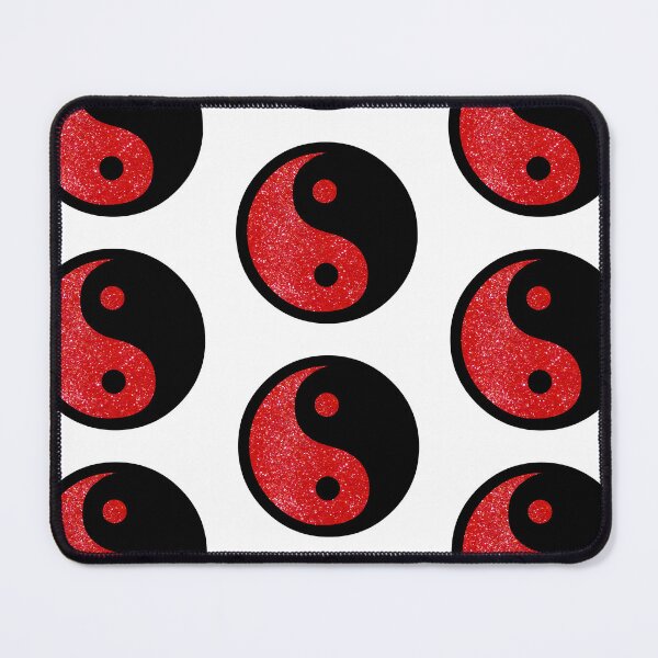 Item preview, Black Yin Yang Taijitu Symbol on Bright Red Glitter, Choose Your Own Background, Large Sized Repeating Pattern designed and sold by Nicolette Olivier.