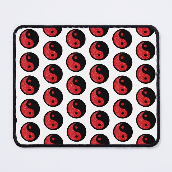 Item preview, Black Yin Yang Taijitu Symbol on Bright Red Glitter, Choose Your Own Background, Small Sized Repeating Pattern designed and sold by Nicolette Olivier.