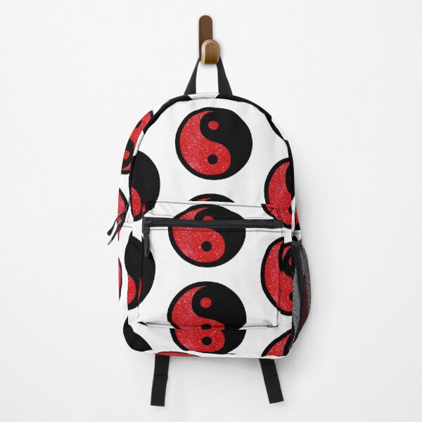 Item preview, Black Yin Yang Taijitu Symbol on Bright Red Glitter, Choose Your Own Background, Large Sized Non-Repeating Image designed and sold by Nicolette Olivier.
