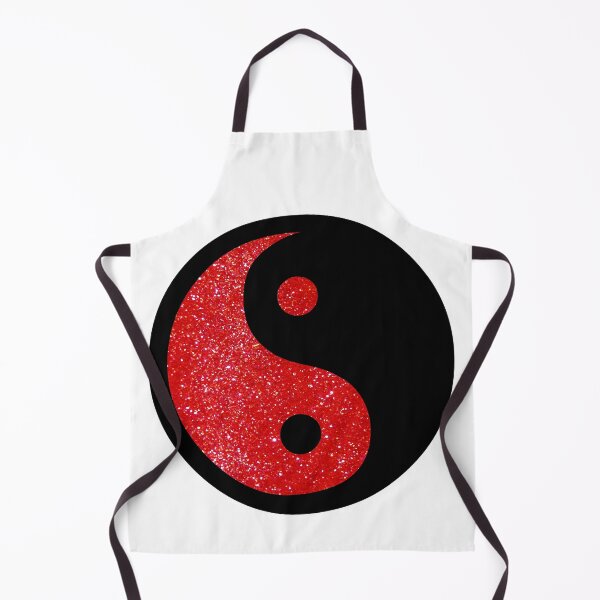 Item preview, Black Yin Yang Taijitu Symbol on Bright Red Glitter, Choose Your Own Background, Large Sized Non-Repeating Image designed and sold by Nicolette Olivier.