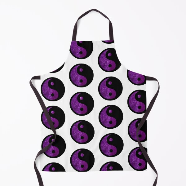 Item preview, Black Yin Yang Taijitu Symbol on Bright Purple Glitter, Choose Your Own Background, Large Sized Repeating Pattern designed and sold by Nicolette Olivier.