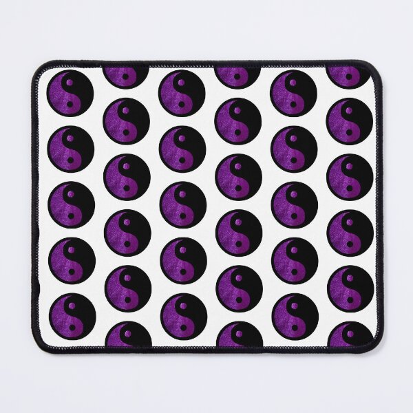 Item preview, Black Yin Yang Taijitu Symbol on Bright Purple Glitter, Choose Your Own Background, Small Sized Repeating Pattern designed and sold by Nicolette Olivier.
