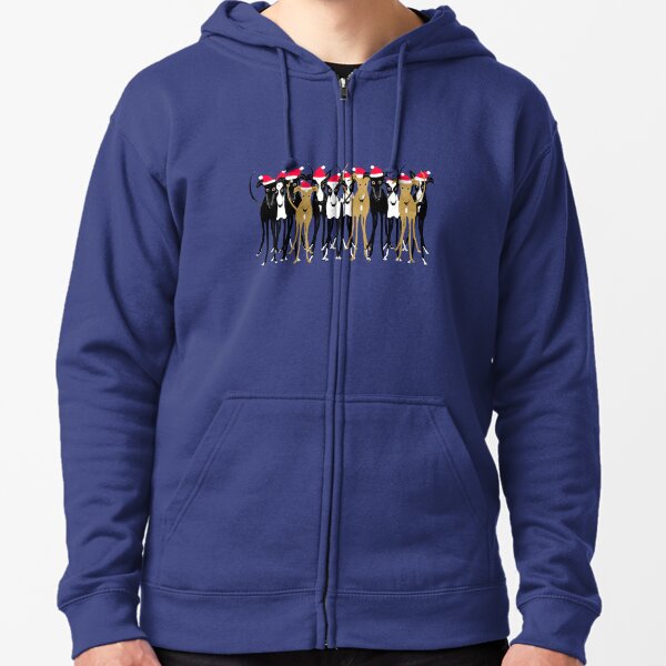 Christmas Greyhound gathering Zipped Hoodie