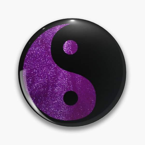Item preview, Black Yin Yang Taijitu Symbol on Bright Purple Glitter, Choose Your Own Background, Large Sized Non-Repeating Image designed and sold by Nicolette Olivier.