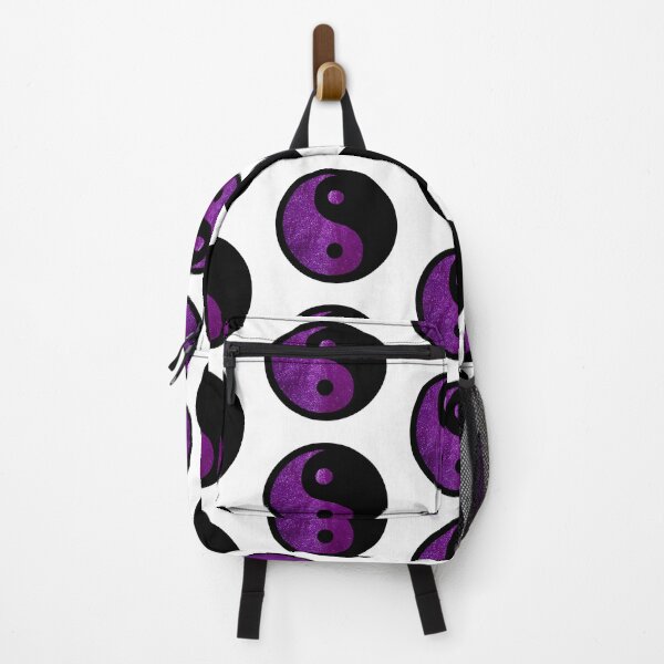 Item preview, Black Yin Yang Taijitu Symbol on Bright Purple Glitter, Choose Your Own Background, Large Sized Non-Repeating Image designed and sold by Nicolette Olivier.