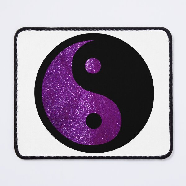 Item preview, Black Yin Yang Taijitu Symbol on Bright Purple Glitter, Choose Your Own Background, Large Sized Non-Repeating Image designed and sold by Nicolette Olivier.