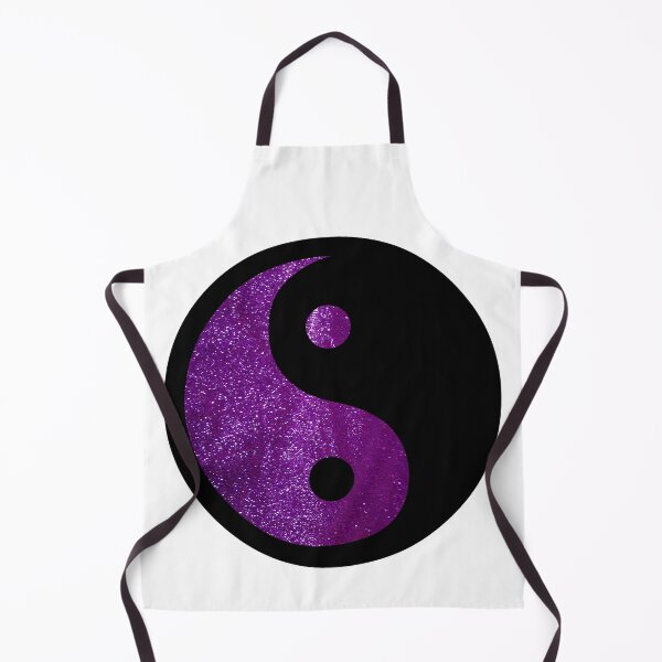 Item preview, Black Yin Yang Taijitu Symbol on Bright Purple Glitter, Choose Your Own Background, Large Sized Non-Repeating Image designed and sold by Nicolette Olivier.