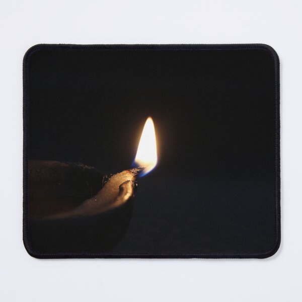 Item preview, Indian Earthen Lamp Golden Yellow Flame in the Night/ Dark Black Background designed and sold by Wiggly Lines.