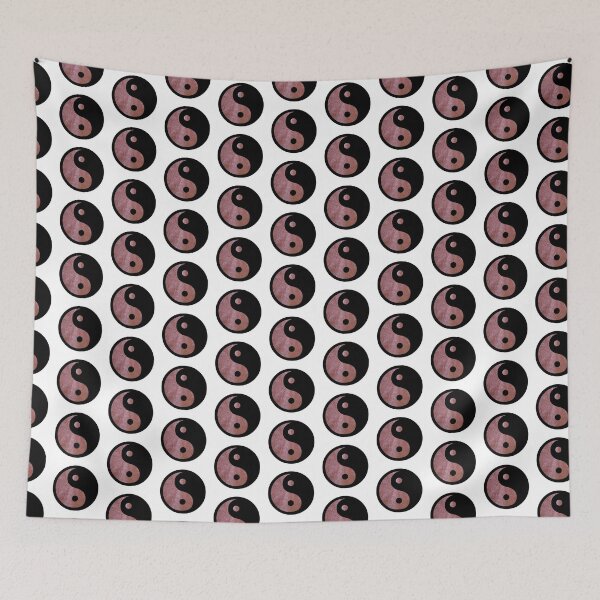Item preview, Black Yin Yang Taijitu Symbol on Rose Gold Glitter, Choose Your Own Background, Small Sized Repeating Pattern designed and sold by Nicolette Olivier.