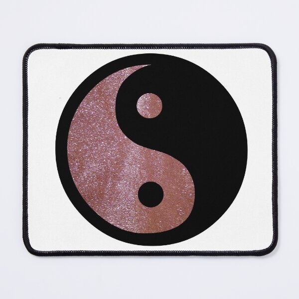 Item preview, Black Yin Yang Taijitu Symbol on Rose Gold Glitter, Choose Your Own Background, Large Sized Non-Repeating Image designed and sold by Nicolette Olivier.