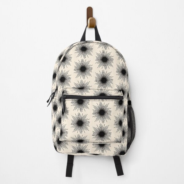 Item preview, Midcentury Modern Minimalist Sun Pattern 2 in Black and Almond Cream designed and sold by kierkegaard.
