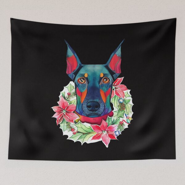 Item preview, Hipster Doberman Dog Christmas Wreath designed and sold by netdota.
