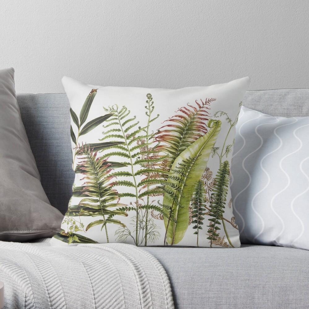Australian Ferns Throw Pillow