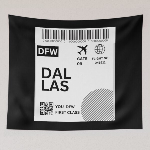Item preview, dallas Flight Ticket Boarding Pass Travel designed and sold by justbejoker.
