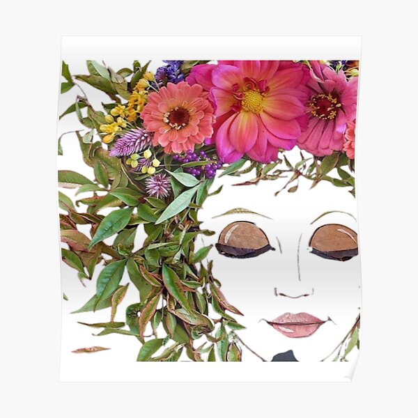 Plant Head Woman Art Woman With Plants On Her Head Poster Flower   Poster,504x498,f8f8f8 Pad,600x600,f8f8f8.u1 