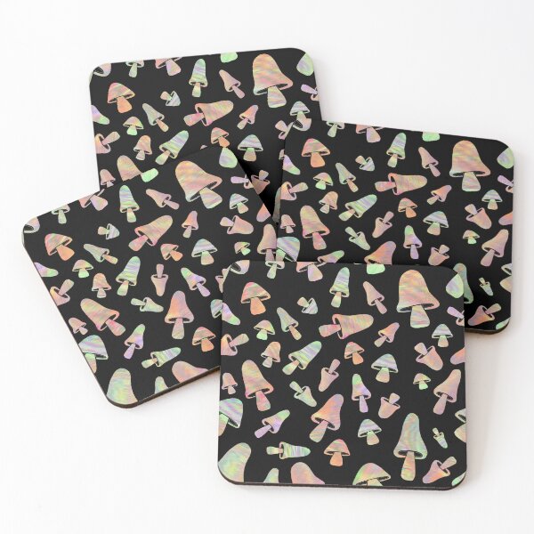 Item preview, Trippy Mushroom Pattern ~Black background~ designed and sold by samejane.