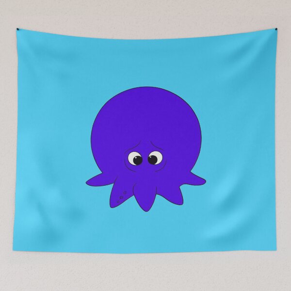 Item preview, A very sad purple cartoonish round octopus designed and sold by BrachiaST.