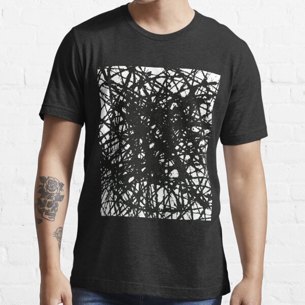 "Black Design inspired by Jackson Pollock art" Tshirt for Sale by