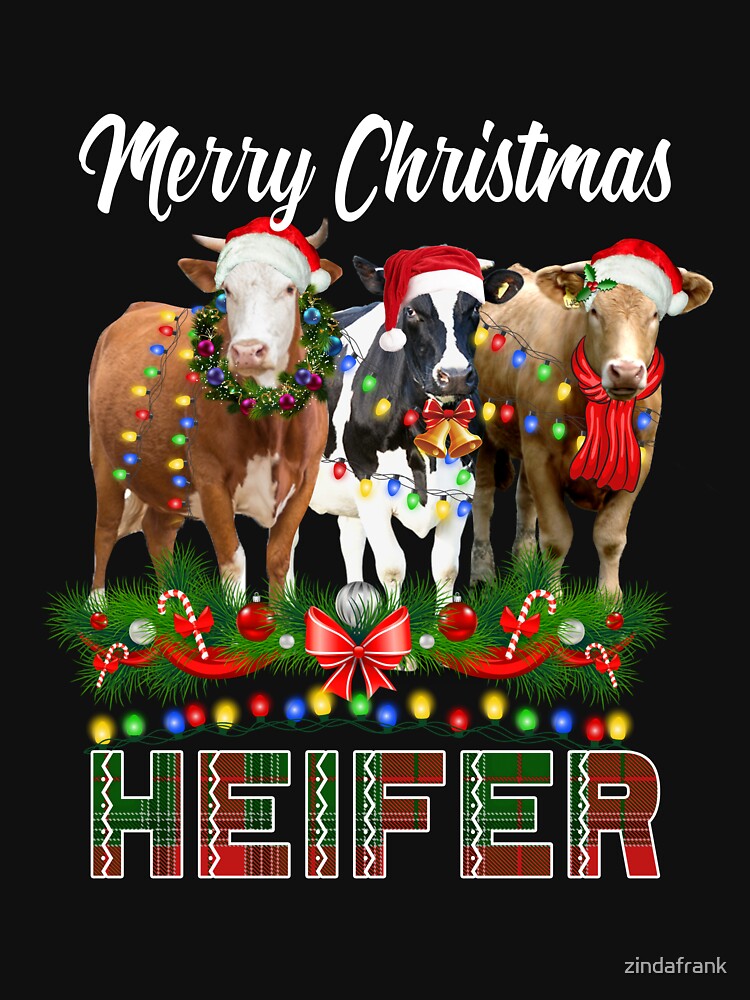 Discover Cow Christmas T-shirt, Merry Christmas Heifer Lighting Cow