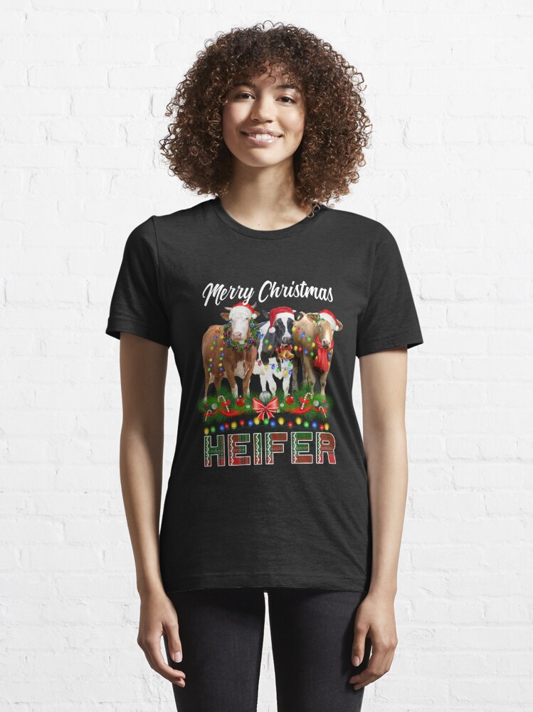 Discover Cow Christmas T-shirt, Merry Christmas Heifer Lighting Cow