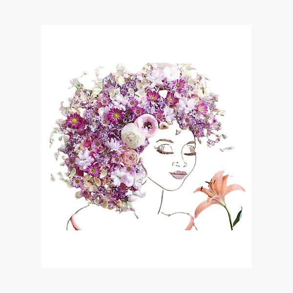 "Plant Head Woman Art Woman with plants on her head poster Flower Woman Art Woman with