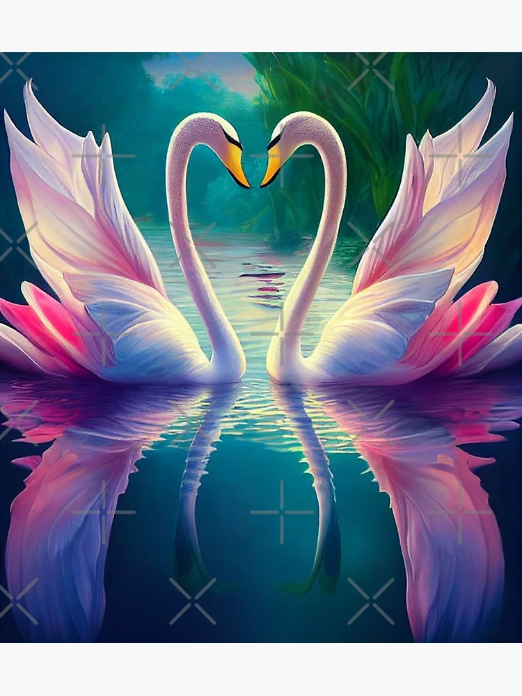 Swan Love in the Sunset Paint with Diamonds – Art Providore