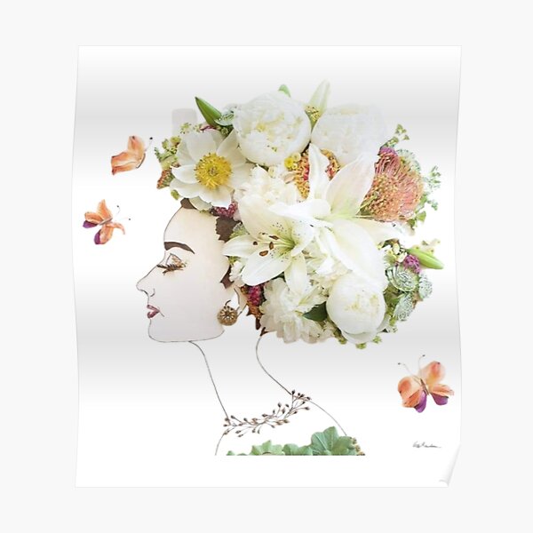 Plant Head Woman Art Woman With Plants On Her Head Poster Flower   Poster,504x498,f8f8f8 Pad,600x600,f8f8f8.u1 