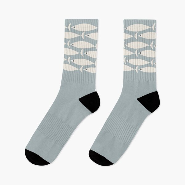 Item preview, Fish Stripe 6 - Minimalist Mid Century Modern Pattern in Light Blue-Grey and Cream designed and sold by kierkegaard.