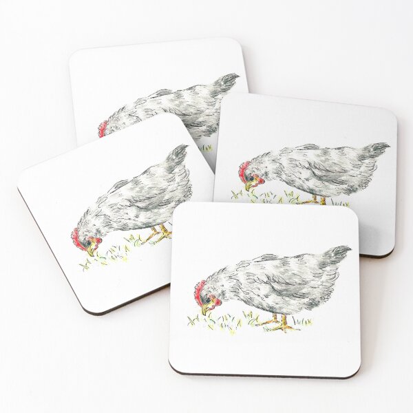 Item preview, Cute little grey hen eating grass designed and sold by janesg.