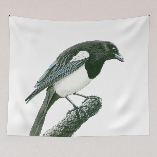 Item preview, Magpie ink painting designed and sold by Katerina Mitkova Kirilova.