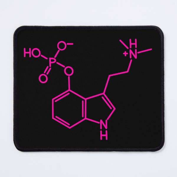 Item preview, Hot pink psilocybin molecule on black designed and sold by saint-shores.